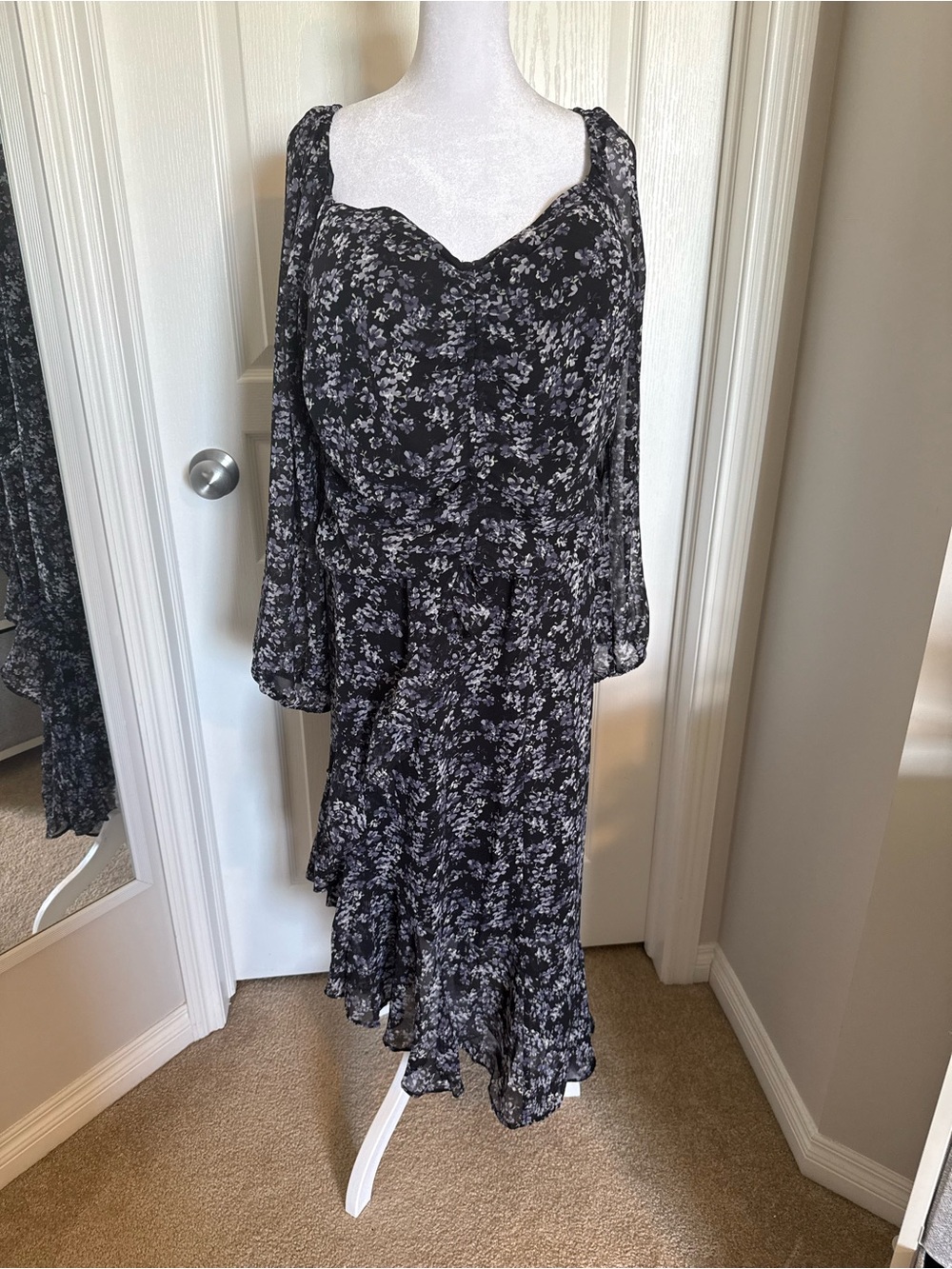 Ricki's 3pc Black & lilac floral blouse with long & mini ruffle skirts